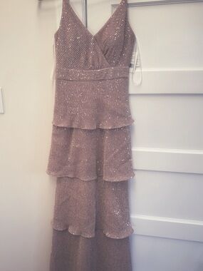 Aqua Sparkling Pink Tiered prom Dress/formal wear/ evening gown